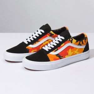 Vans Bayan Spor Ayakkabı Pop Camo Old Skool Siyah Turuncu Beyaz | 52052-512